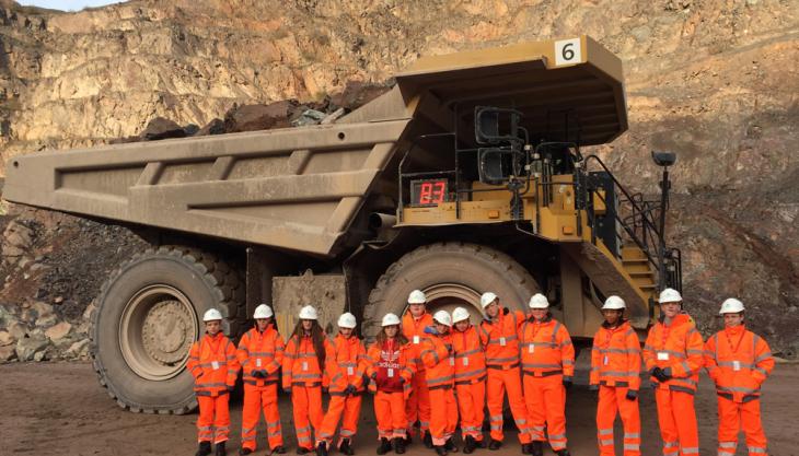 Students from Newbridge High School on a visit to Bardon Hill Quarry School visit to Aggregate Industries quarry