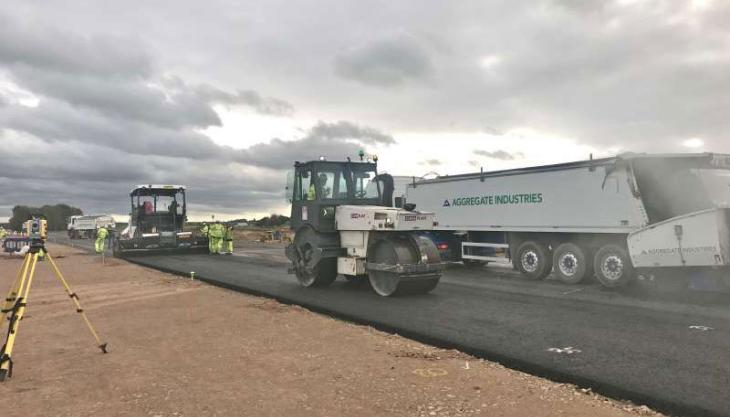 Surfacing work on the A14 Surfacing work on the A14