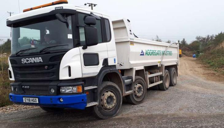 Aggregate Industries are helping with the upgrade of footpaths and cycle routes at Thurrock Thameside Nature Park Aggregate Industries truck