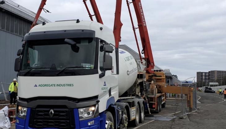 Aggregate Industries are supplying concrete free of charge for the construction of the coronavirus emergency field hospital in Glasgow Aggregate Industries concrete delivery
