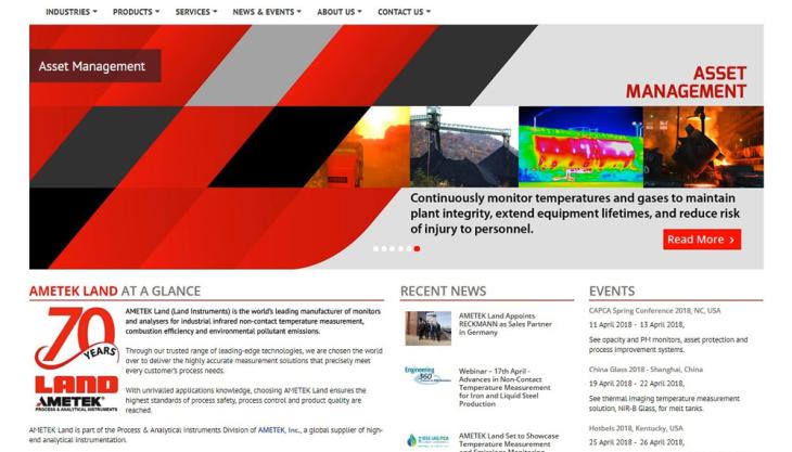 New AMETEK Land website AMETEK Land website