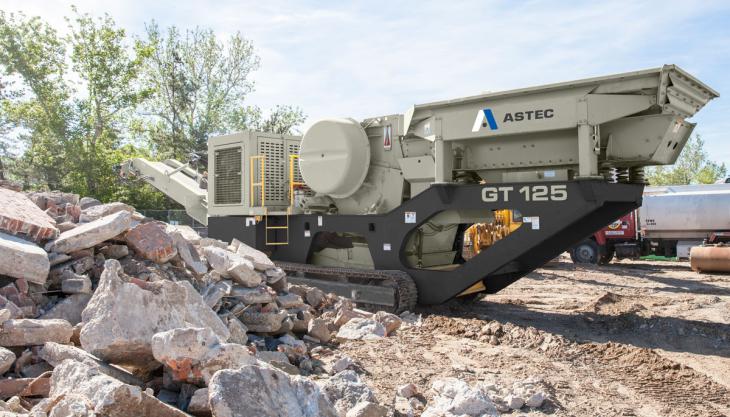 Built for maximum mobility, Astec say their mobile jaw crushing plants, such as this GT125, feature Pioneer-series jaw crushers, offer up to 25% more capacity than competitive models, and are equally effective in aggregate or recycling applications Astec GT125 jaw crusher