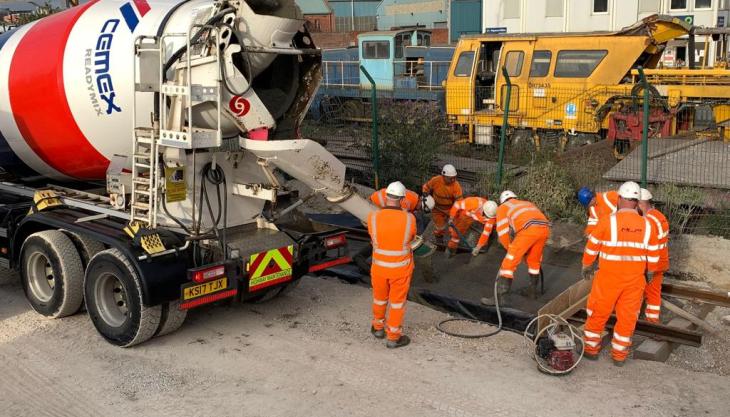 Track improvement works at CEMEX's Attercliffe depot Attercliffe