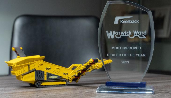 Warwick Ward's 'Most improved dealer of the year' award Keestrack award