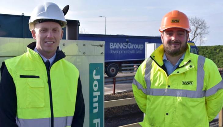 L-R: Graham Allen of Chester-Le-Street-based generator hire firm John F Hunt Power with Lewis Stokes of The Banks Group Graham Allen and Lewis Stokes