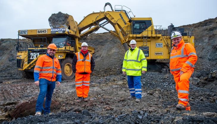 L-R: Saint-Gobain Formula plant operations manager Jamal Chaya, Banks Infrastructure site manager Neil Cook, Saint-Gobain Formula quarry manager Kevin Glasper, and Banks Infrastructure production manager David Paterson Bantycock Quarry