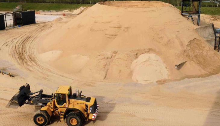 Industrial sand stockpile at Sibelco’s Bent Farm Quarry, near Congleton Sibelco's Bent Farm Quarry