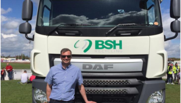 Chris Seggie with one of his lorries Bourne Skip Hire