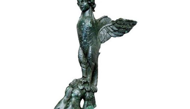 Roman copper-alloy sculpture of a harpy