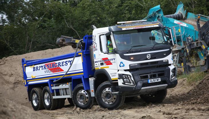 Britaniacrest Reycling's Volvo tipper in operation 