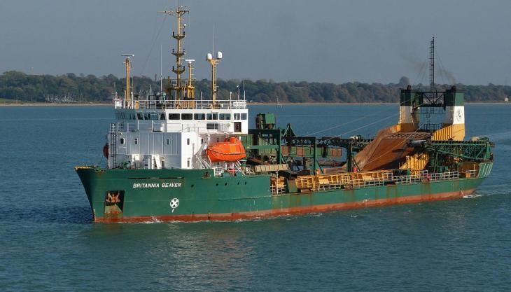 Britannia Aggregates' Britannia Beaver in the Solent Britannia Beaver ship