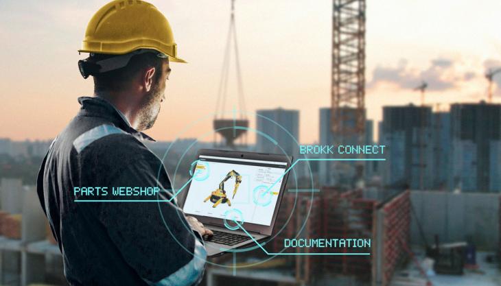 My Brokk connects machine manuals/technical documents, Brokk Connect and a webshop on the same platform My Brokk portal