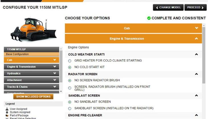 Case online product configurator