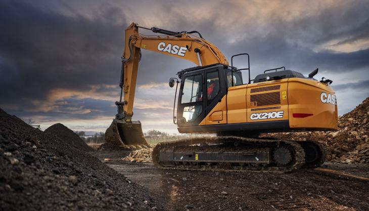 New CASE E-Series CX210E excavator in operation 