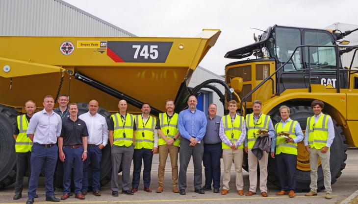 Cat deliver 50,000th articulated truck to Trader Construction Company Cat 745 articulated truck