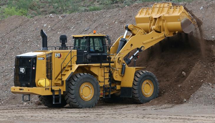 The upgraded Cat 988K XE electric-drive wheel loader Cat 988K XW wheel loader