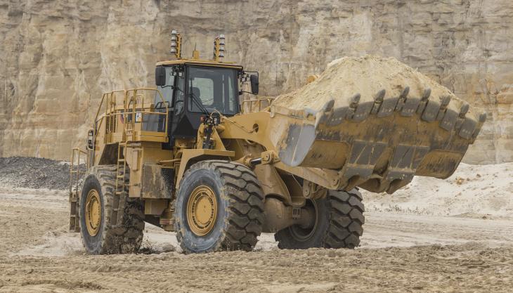 Wheel loader being remotely controlled via Cat Command Cat Command