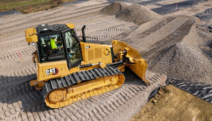 The new Cat D4 dozer features a lower sloping hood line that provides improved visibility