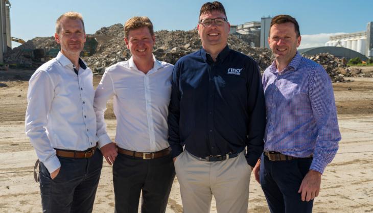 L-R: Daniel Webber, CDE; Jason Hartmann, CDE; Daniel Blaser, Rino Recycling; and Paul Gaskett, EGL CDE and Rino Recycling
