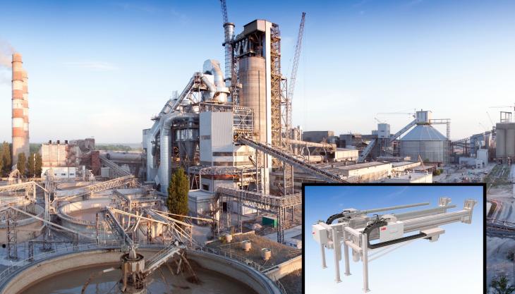 Main photo: Holcim's Lägerdorf cement plant; Inset: The ABB ProKiln gas sampling system ABB