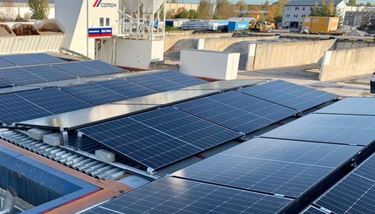 Photovoltaic panels at CEMEX Germany's Velten ready-mixed concrete plant Velten concrete plant