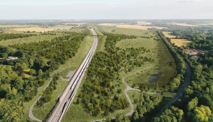 Visualisation of the Colne Valley Western Slopes. Image courtesy HS2 Ltd HS2