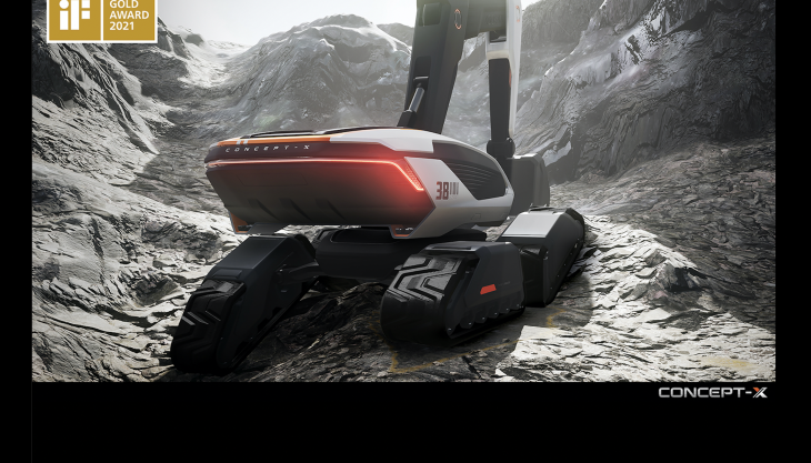 The Concept-X excavator design, part of Doosan Infracore’s future-oriented unmanned equipment solution, has won a Gold Award at the iF Design Awards 2021 Doosan Concept-X excavator