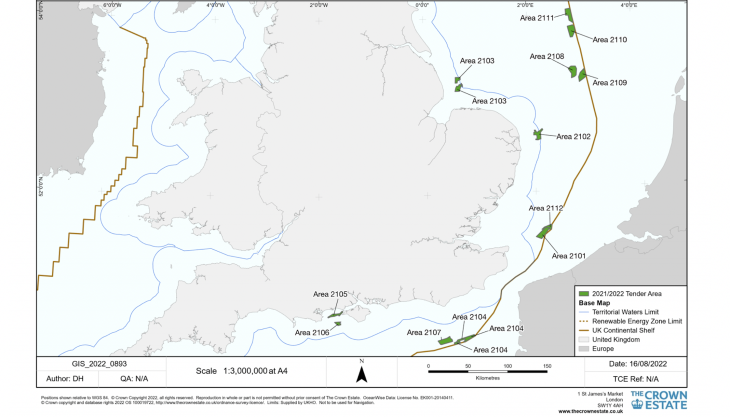 Map of potential marine aggregate extraction areas – tender round 2021/22 Map of potential marine aggregate extraction areas – tender round 2021/22