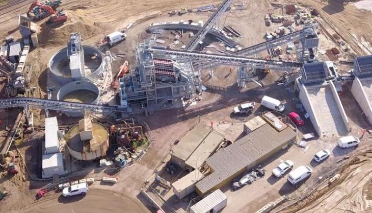 View showing upgrading work at Hanson’s Dagennham depot and wharf facility Dagenham depot and wharf facility