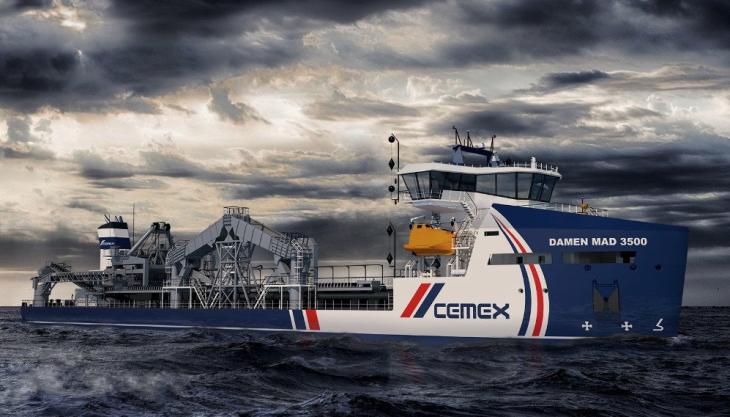 Artist's impression of CEMEX UK Marine's new Damen MAD 3500 vessel Damen MAD 3500