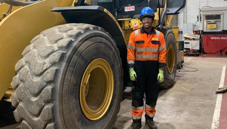 Seventeen-year-old Demeki Watson embarked upon a four-year apprenticeship in land-based servicing at Finning UK & Ireland’s headquarters in Staffordshire last September Demeki Watson