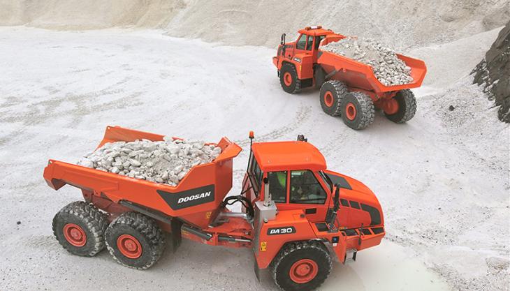 Doosan DA30 and DA40 articulated dumptrucks