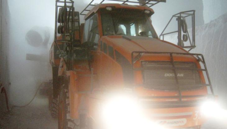 Doosan DA30 articulated dumptruck in salt mine Doosan DA30 articulated dumptruck