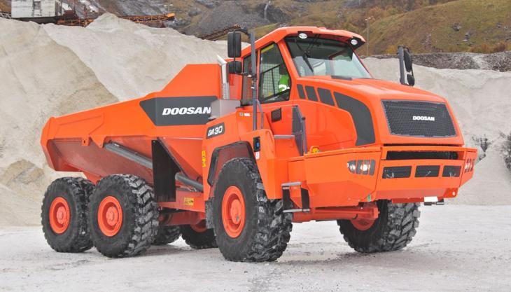 Doosan have introduced a web-based fleet-management system for their excavators, wheel loaders and articulated dumptrucks Doosan DA30 articulated dumptruck