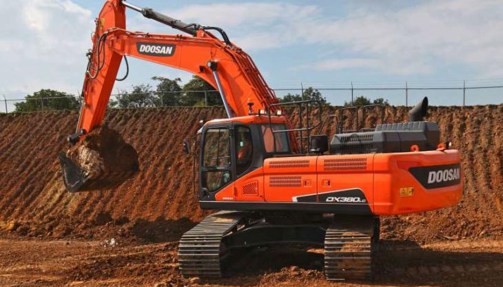 Doosan's online fleet-management system now covers 60,000 excavators, wheel loaders and ADTs worldwide Doosan DX380LC-5 excavator