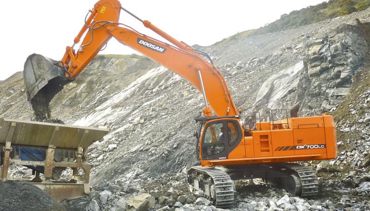 Loughran Rock Industries purchase first Doosan DX700LC excavator in the UK and Ireland Doosan DX700LC excavator