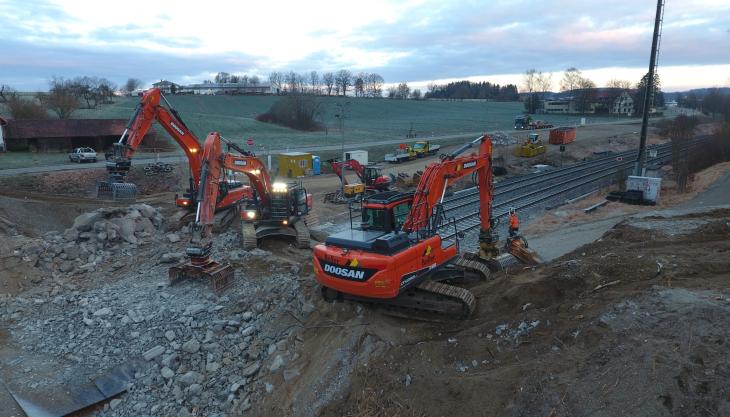 Doosan excavators at work 