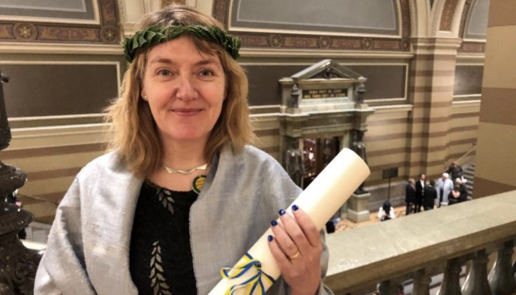 Dr Karen Hanghøj with her honorary doctorate Dr Karen Hanghøj