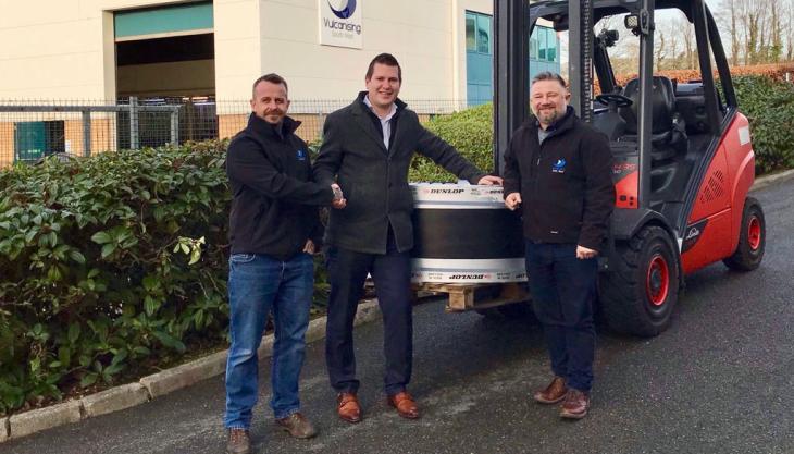 L-R: Craig Jones, manager VSW (heavy duty); Stephan Koops, sales manager, Dunlop Conveyor Belting; and Greg Page, managing director VSW New Dunlop authorized distributor for the South West