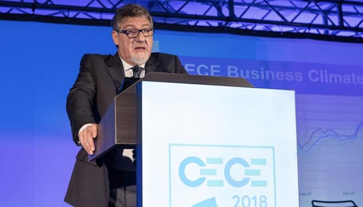 CECE President Enrico Prandini speaking at the 2018 CECE Congress in Rome CECE President Enrico Prandini