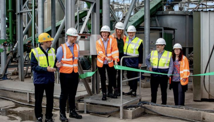 Mhairi Black, MP for Paisley and Renfrewshire South, at the official opening of Enva’s new £1.5 million ash recycling plant in Paisley, Scotland Enva ribbon cutting