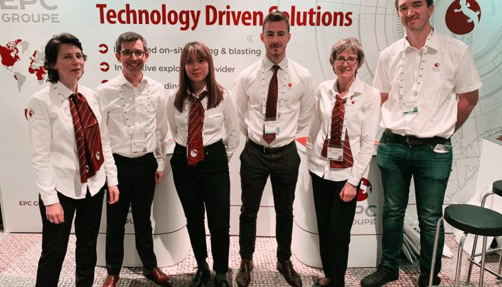 L-R: Françoise Flahaut, Philippe Dozolme, Marion Juncarol, Ryan Ward, Vicki Simpson and Julien Janssen EPC at European Federation of Explosives Engineers conference