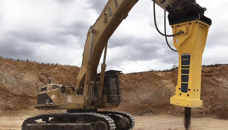 The Epiroc HB 7000 DP hydraulic breaker with IPS Epiroc HB 7000 DP hydraulic breaker