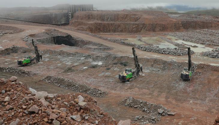 Epiroc SmartROC C50 top-hammer drill rigs at Glensanda Epiroc C50 drill rigs at Glensanda