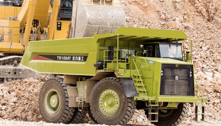 NHL's new NTR100A rigid dumptruck is equipped with the Allison 8610 ORS fully automatic transmission NHL's NTR100A rigid dumptruck