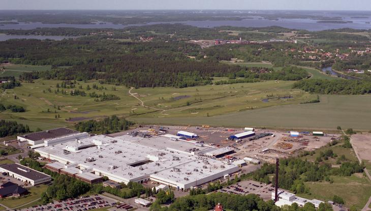 Aerial view of the Volvo CE axle and transmission factory in Eskilstuna Axle and transmission factory
