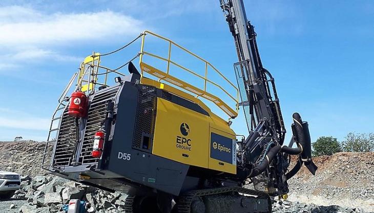EPC-UK's new FlexiROC D55 at Criggion FlexiROC D55 drill rig