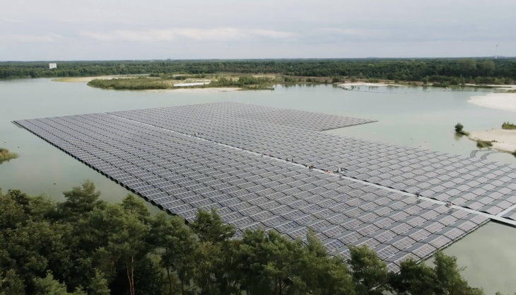The floating solar park at Sibelco's Schansheide sand quarry in Belgium Floating solar park