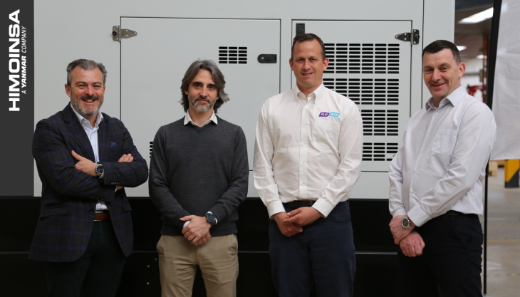 L-R: Guillermo Elum, sales and marketing director, Himoinsa; Manuel Aguilera, global gas unit head, Himoinsa; James Goodson, partnership manager, Flogas; and Clive Dix, managing director, Himoinsa UK Flogs Himoinsa