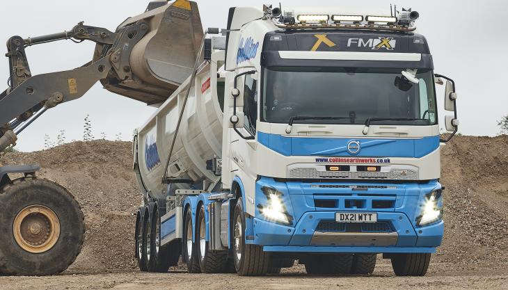 One of Collins Earthworks' new Volvo FMX 500 Globetrotter 6x4 tractor units Volvo FMX 500